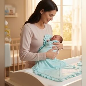 ✨ Luxurious 100% Cotton Ruffled Swaddle Blanket - 32x32" ✨💎 New In Box